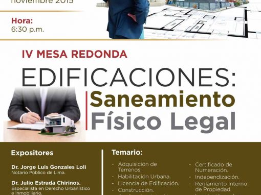 Edificaciones: Saneamiento fisico legal