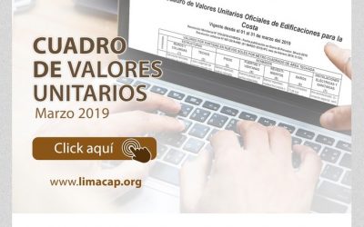 CUADRO DE VALORES UNITARIOS – MARZO 2019  NotiCAPLima 026-2019