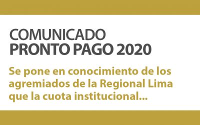 COMUNICADO PRONTO PAGO 2020 | NotiCAPLima 001 -2020