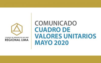CUADRO DE VALORES UNITARIOS – MAYO 2020 | NotiCAPLima 071 -2020
