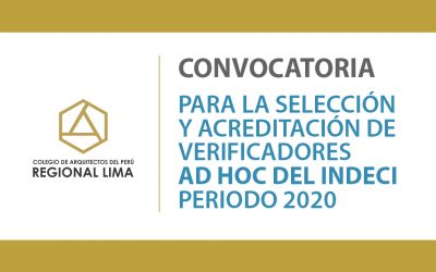 Convocatoria para Selección y Acreditación de Verificadores AD HOC del INDECI – Periodo 2020 | NotiCAPLima 179-2020
