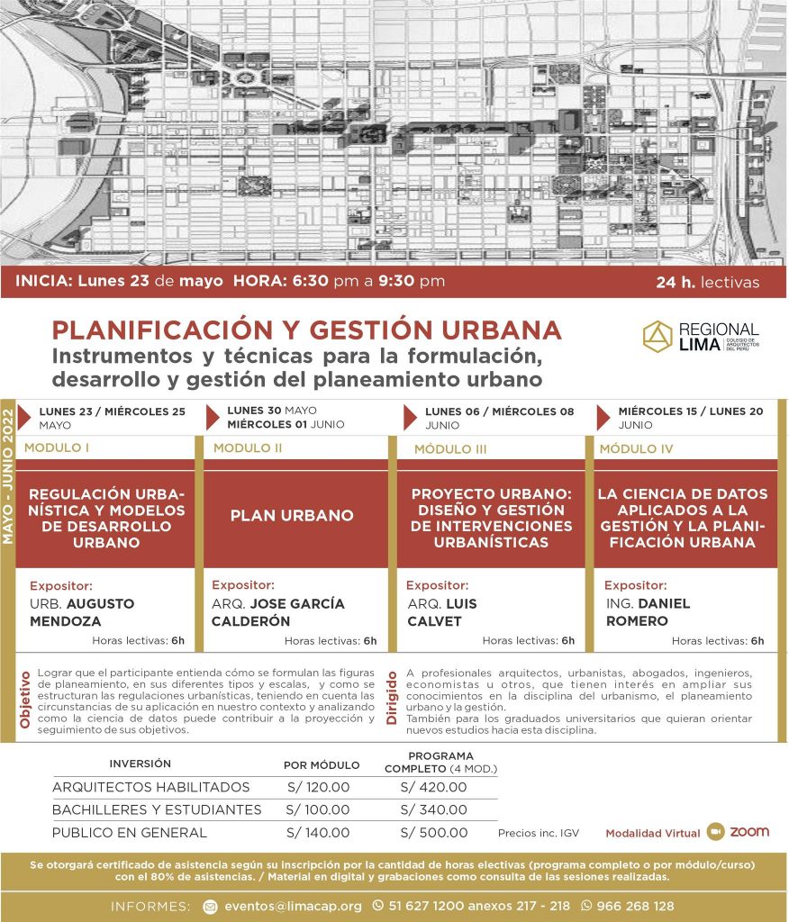 Planificación y Gestión Urbana - Regional Lima | Colegio de Arquitectos ...