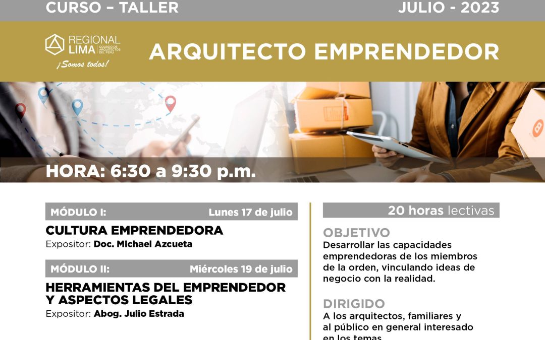 Curso – Taller: Arquitecto Emprendedor | julio 2023