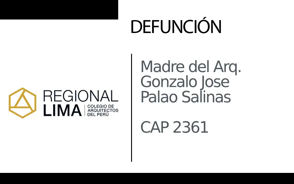 Defunción: Madre del Arq. Gonzalo Jose Palao Salinas CAP 2361 | NotiCAPLima 073 – 2024