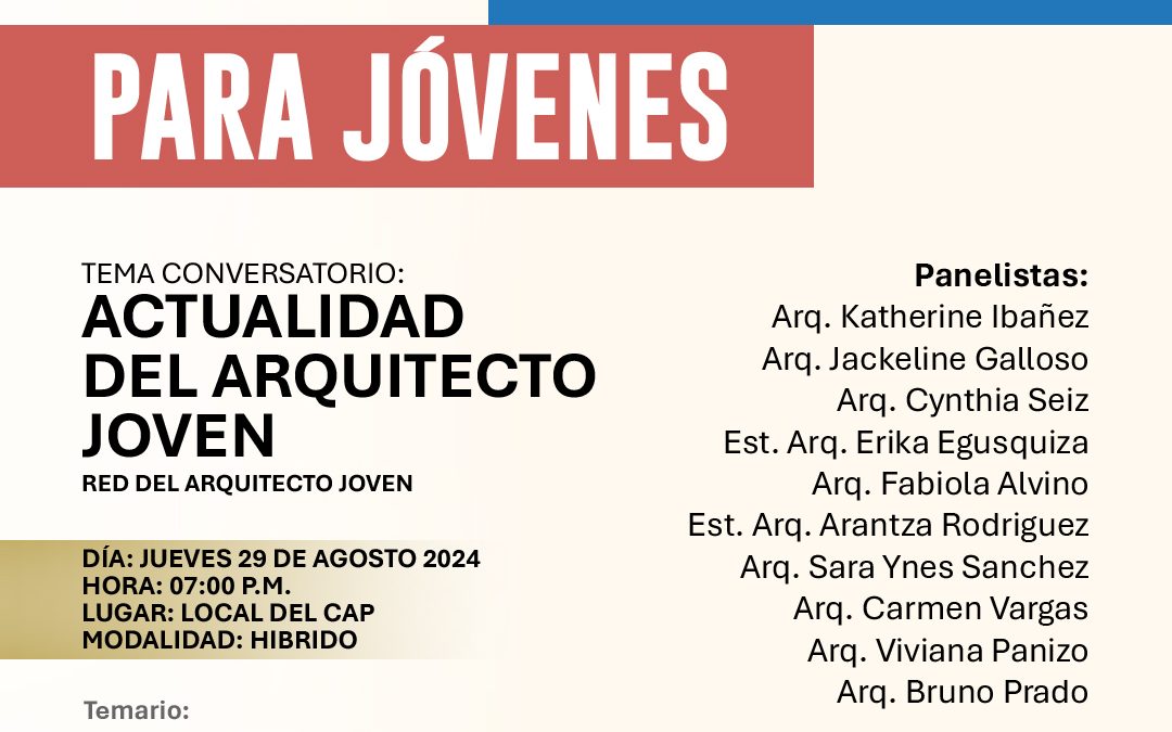 CONVERSATORIO DE JÓVENES PARA JÓVENES | 29 DE AGOSTO 2024