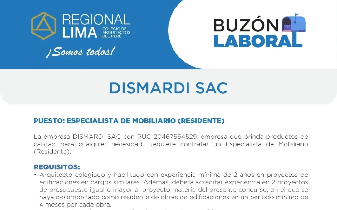 Buzón Laboral: Requerimiento de empresa DISMARDI SAC | NotiCAPLima 235 – 2024