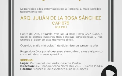 Defunción: Arq. Julián De La Rosa Sánchez CAP 675 | NotiCAPLima 271 – 2024