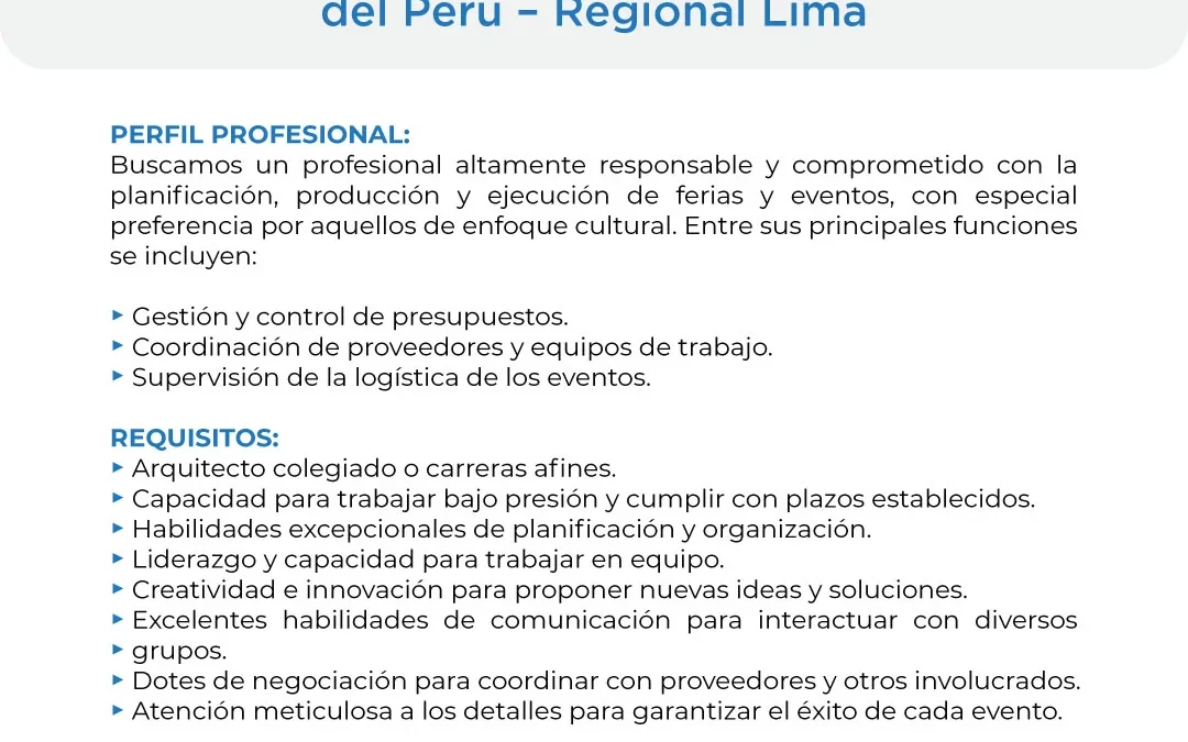 Buzón Laboral: Asistente de Proyectos – CAP Regional Lima | NotiCAPLima 267 – 2024