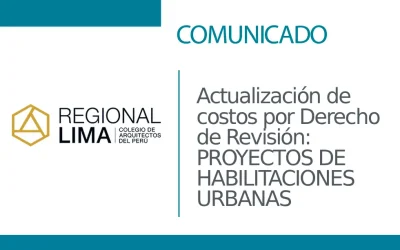 Actualización de costos por Derecho de Revisión: PROYECTOS DE HABILITACIONES URBANAS | NotiCAPLima 093 – 2025