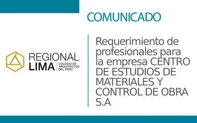 Buzón Laboral📭: Requerimiento de profesionales para la empresa CENTRO DE ESTUDIOS DE MATERIALES Y CONTROL DE OBRA S.A | NotiCAPLima 091 – 2025