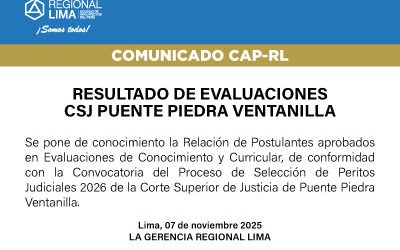 Resultado de evaluaciones CSJ Puente Piedra Ventanilla
