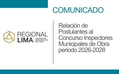 Comunicado Relación de Postulantes al Concurso Inspectores Municipales de Obra, periodo 2026-2028